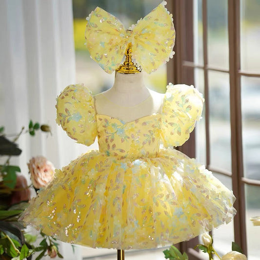 Sequins Knee-length 1st Birthday Party Baby Girl Dress