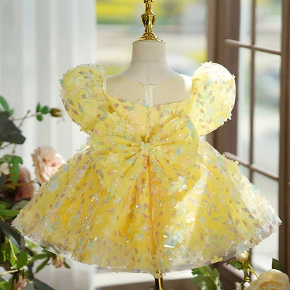 Sequins Knee-length 1st Birthday Party Baby Girl Dress