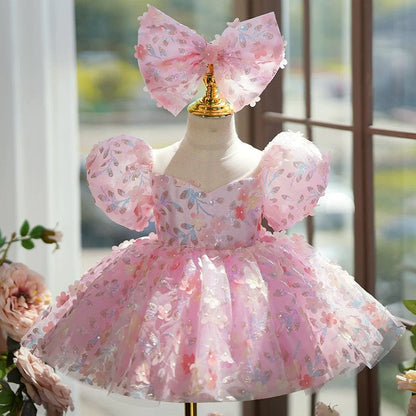 Sequins Knee-length 1st Birthday Party Baby Girl Dress