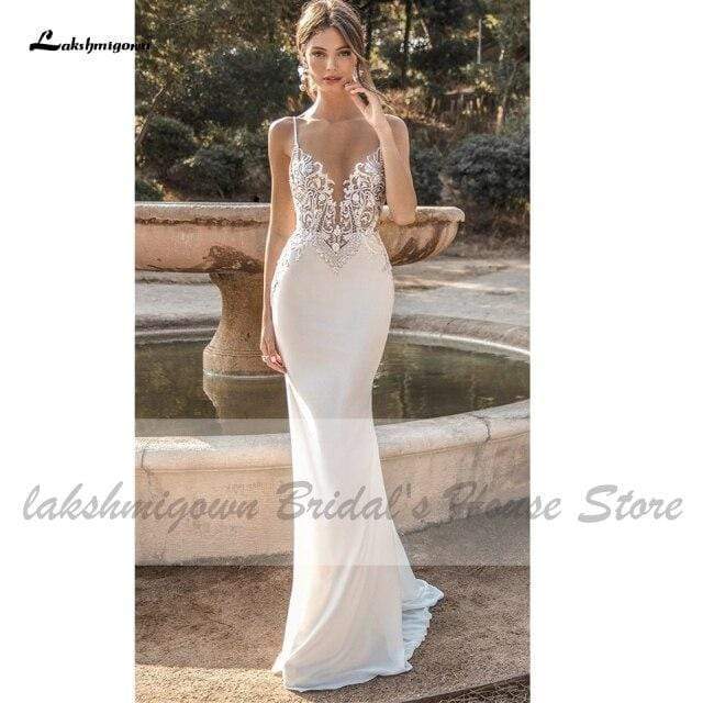 NumberSea Sexy Bridal Mermaid Wedding Dresses Backless Beaded Lace Bodice