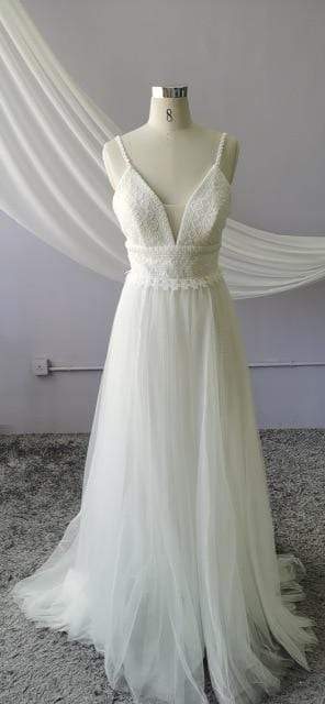 NumberSea Hochzeitskleid mit Spitzenmieder, elegantes Brautkleid