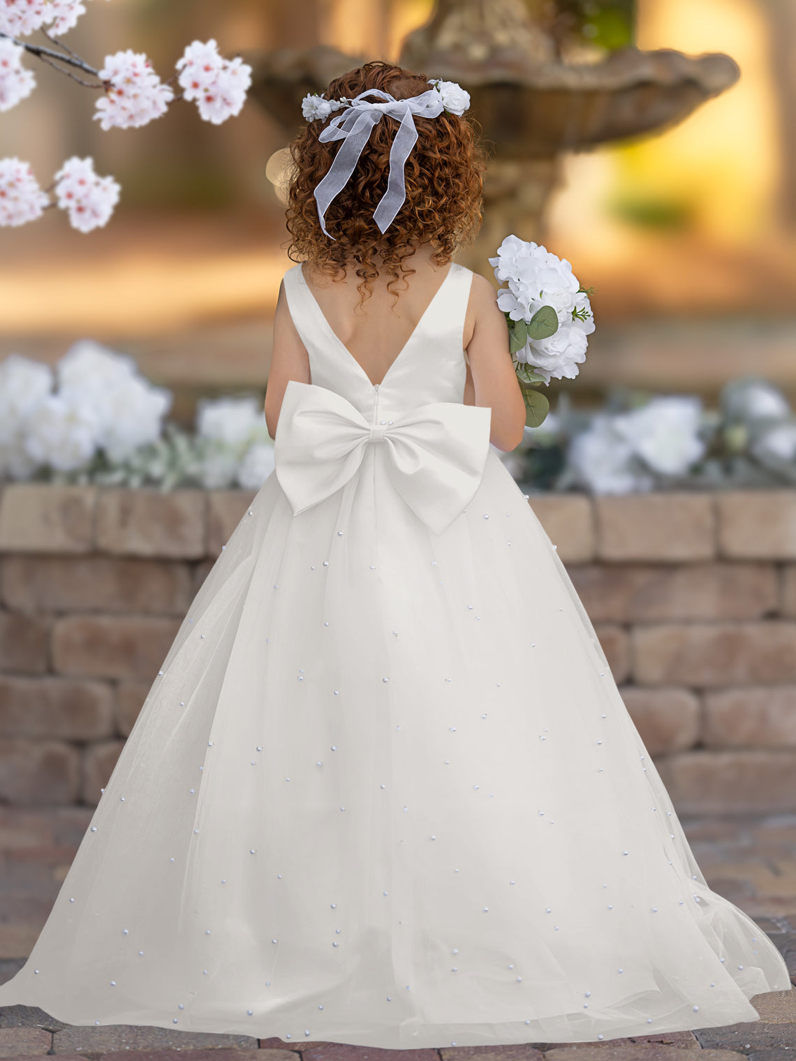 Elegant Princess Ball Gown Satin & Tulle Flower Girl Dress