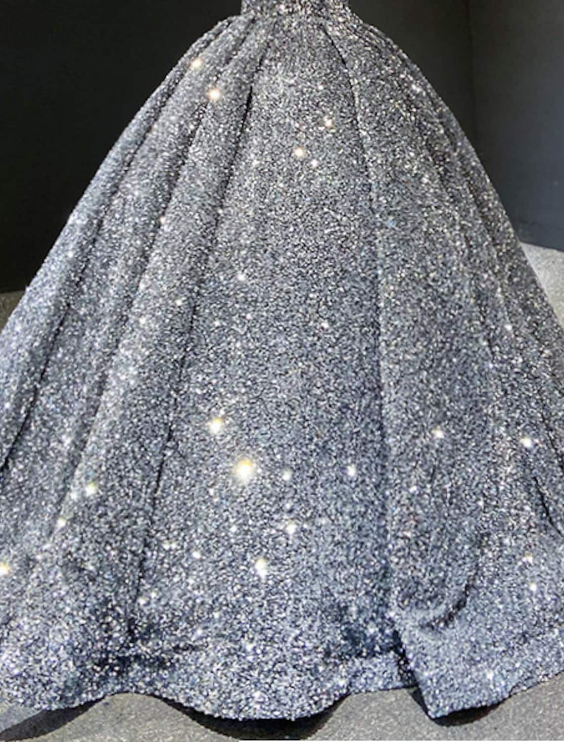 Ball Gown Prom Dresses Luxurious Dress Quinceanera Floor Length Long Sleeve V Neck Sequined with Pleats Sequin