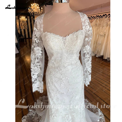 NumberSea - Lakshmigow Long Sleeves Lace Mermaid Wedding Dress 2025 Trouwjurken Vintage Sweetheart Boho Wedding Gowns Vestidos de Nova