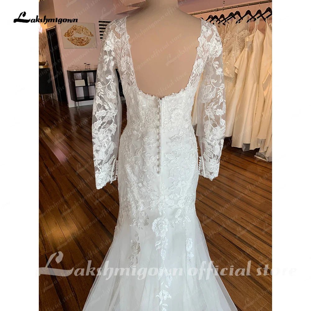 NumberSea - Lakshmigow Long Sleeves Lace Mermaid Wedding Dress 2025 Trouwjurken Vintage Sweetheart Boho Wedding Gowns Vestidos de Nova