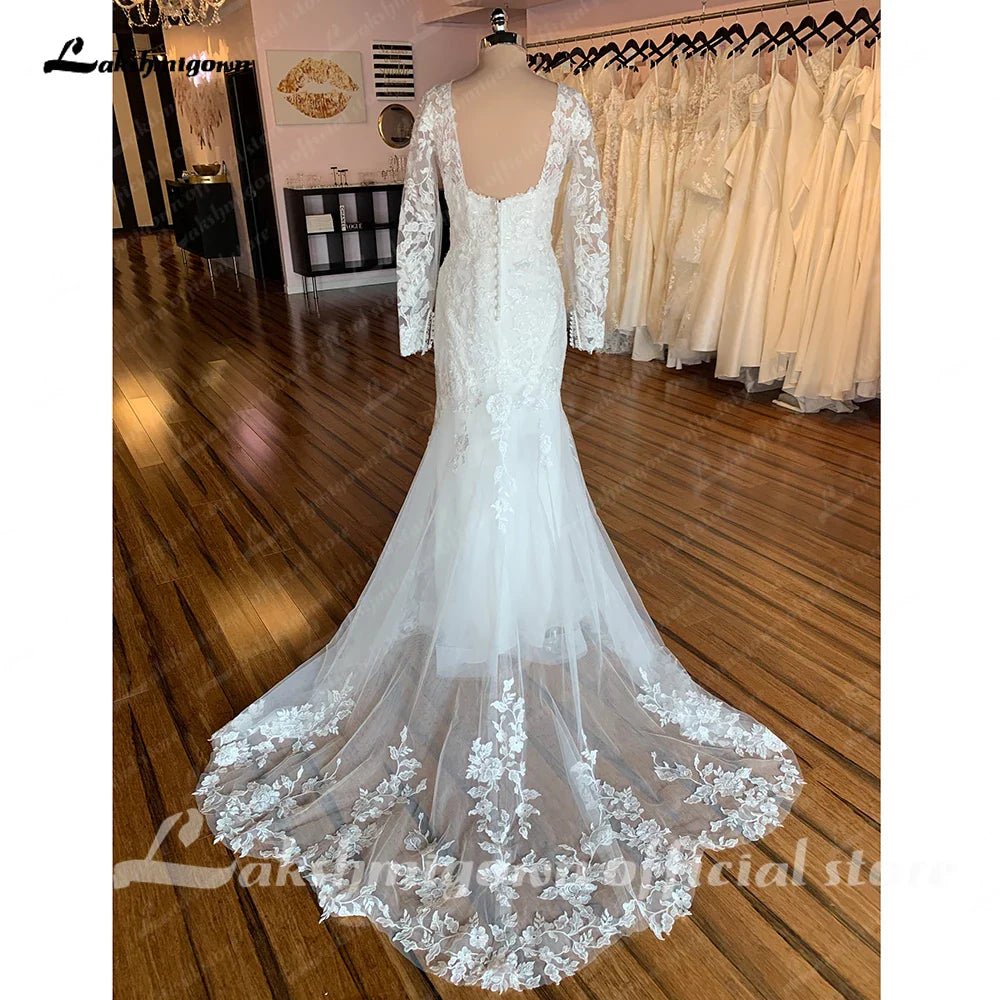 NumberSea - Lakshmigow Long Sleeves Lace Mermaid Wedding Dress 2025 Trouwjurken Vintage Sweetheart Boho Wedding Gowns Vestidos de Nova