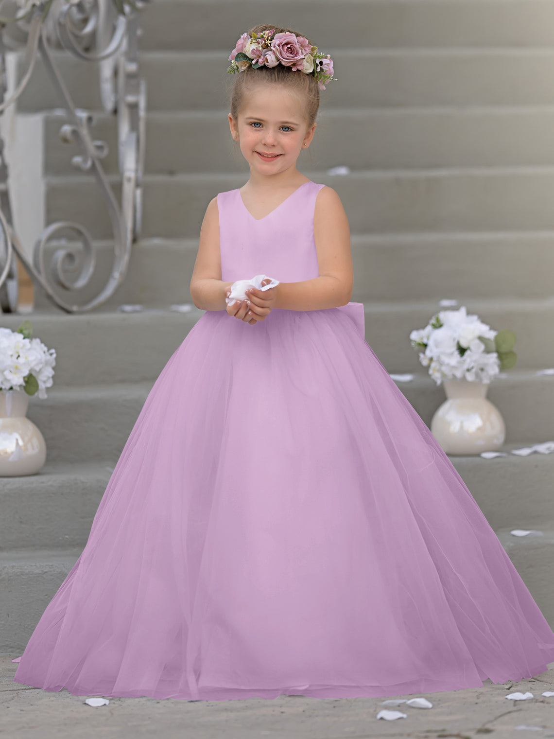 Timeless A-Line Sleeveless Satin and Tulle Flower Girl Dress