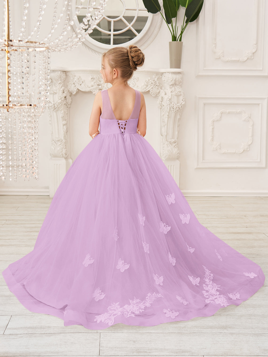 Elegant A-Line Princess Sleeveless Tulle Flower Girl Dress