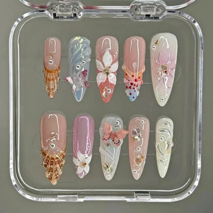 NumberSea - Long Almond 3D Shell Nails