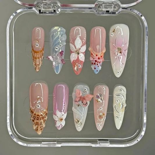 NumberSea - Long Almond 3D Shell Nails