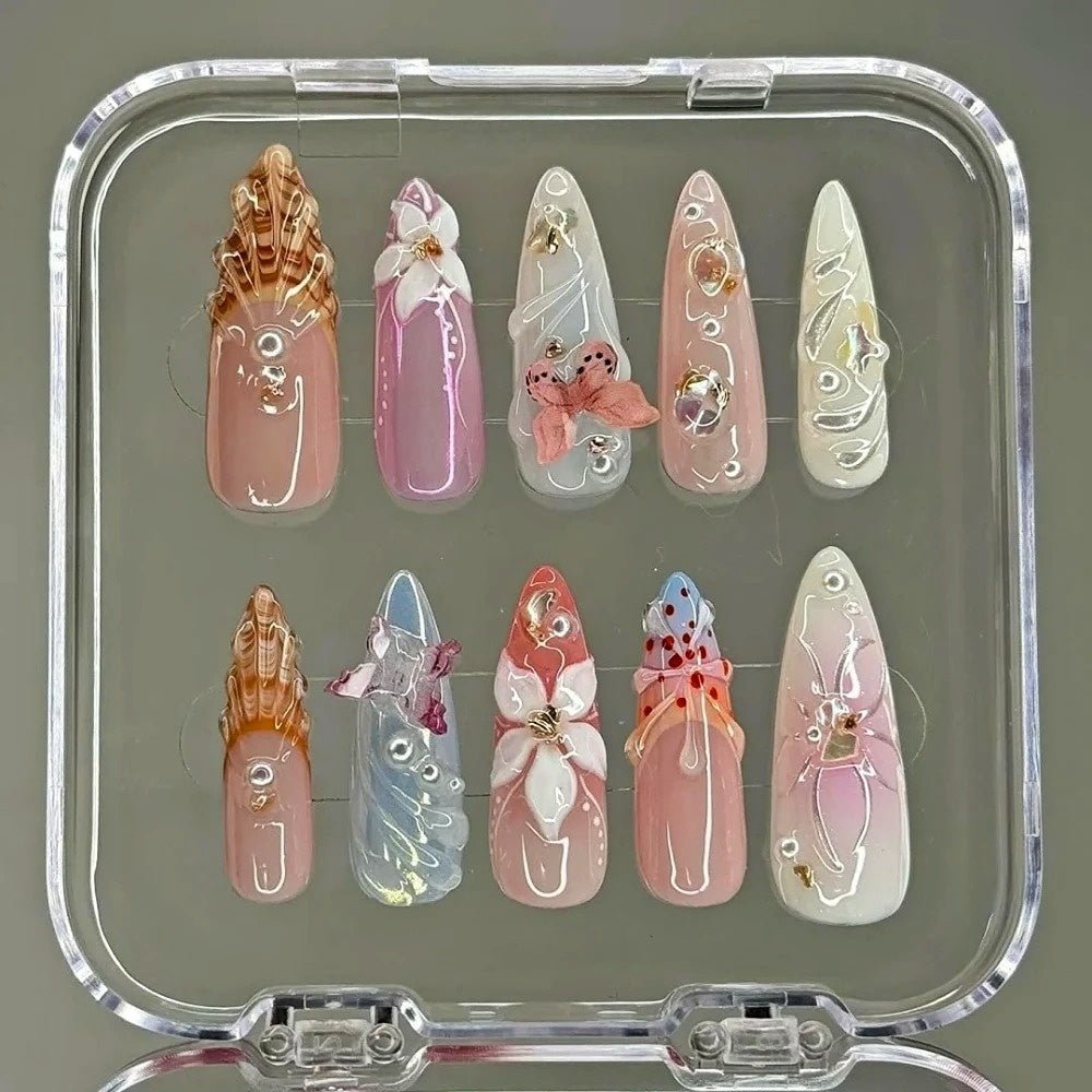 NumberSea - Long Almond 3D Shell Nails