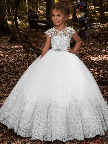 Long Ball Gown Sweep Brush Train Wedding Birthday Pageant Flower Girl Dresses