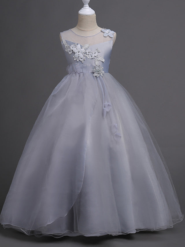 Long Princess Tulle Wedding Birthday Pageant Flower Girl Dresses