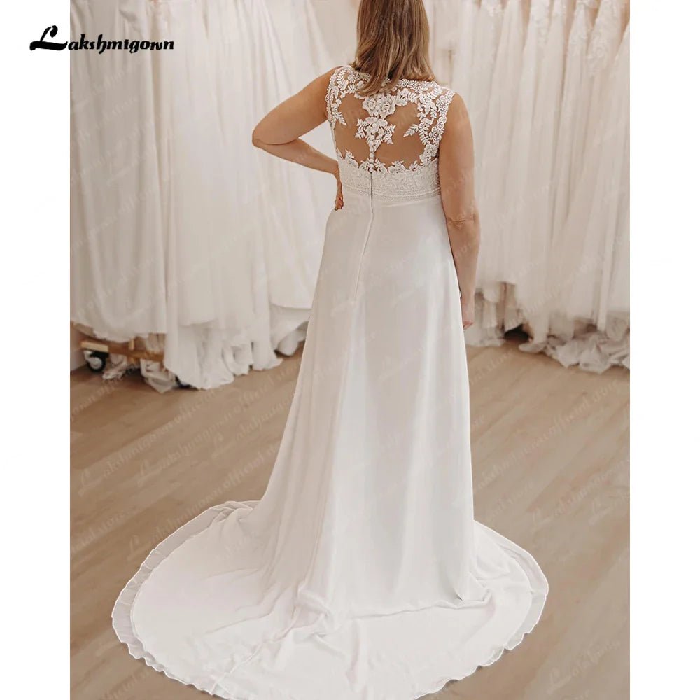 NumberSea - Maternity Chiffon Wedding Dresses 2025 V Neck Bohemian Pregnant Bridal Gowns Sweep Train Elegant Simple Robe De Mariage