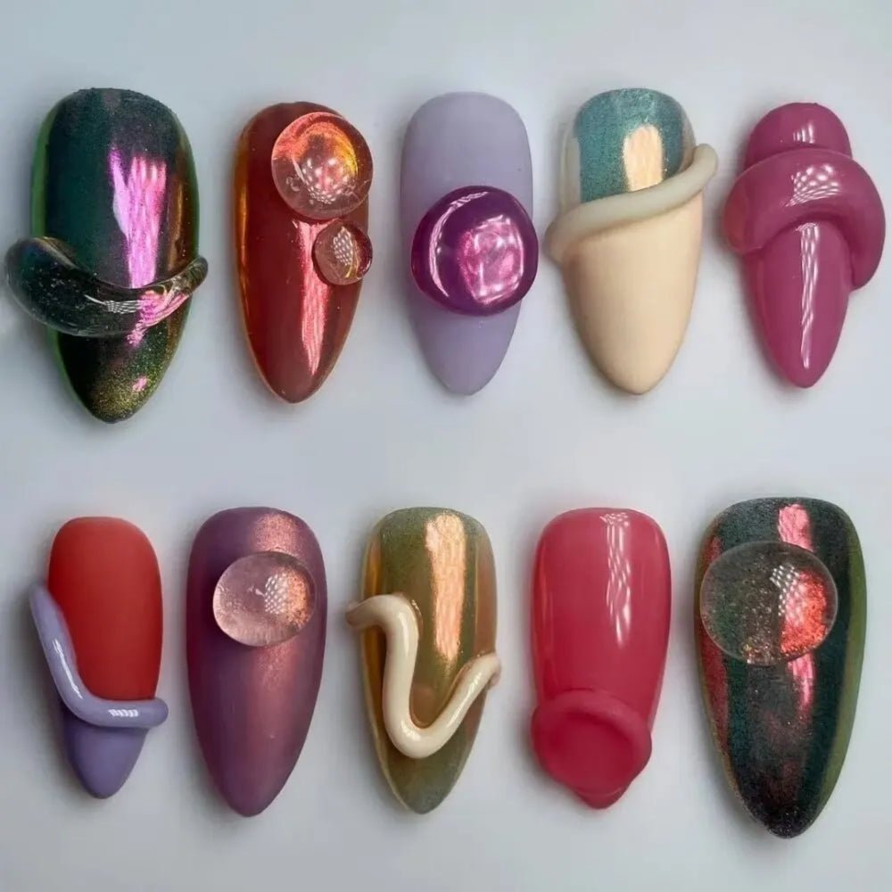 NumberSea - MXYIYANR Press On Nails Medium Almond Handmade Cute Nails