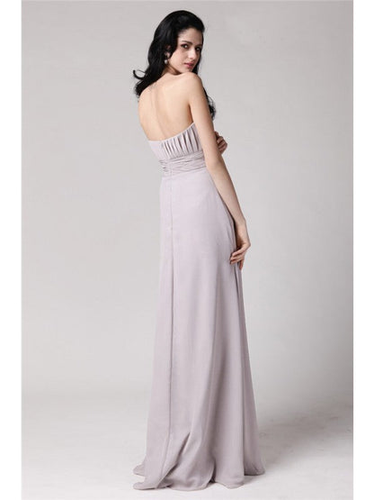 Sheath/Column Strapless Sleeveless Beading Pleats Chiffon Mother of the Bride Dresses