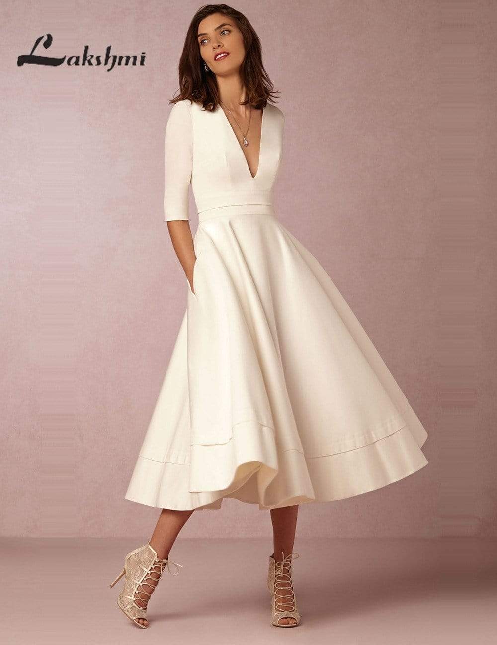 NumberSea - NumberSea 2024 Wedding Dress Half Sleeves Vintage Bridal Gown