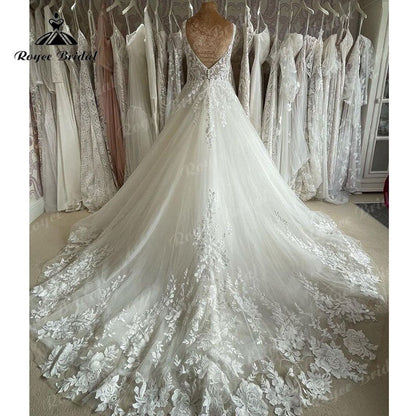 NumberSea - NumberSea 2025 hochzeitskleid Luxury Bridal Lace Wedding Gowns Elegant Square Neckline Princess Women Boho Wedding Dresses Court Train