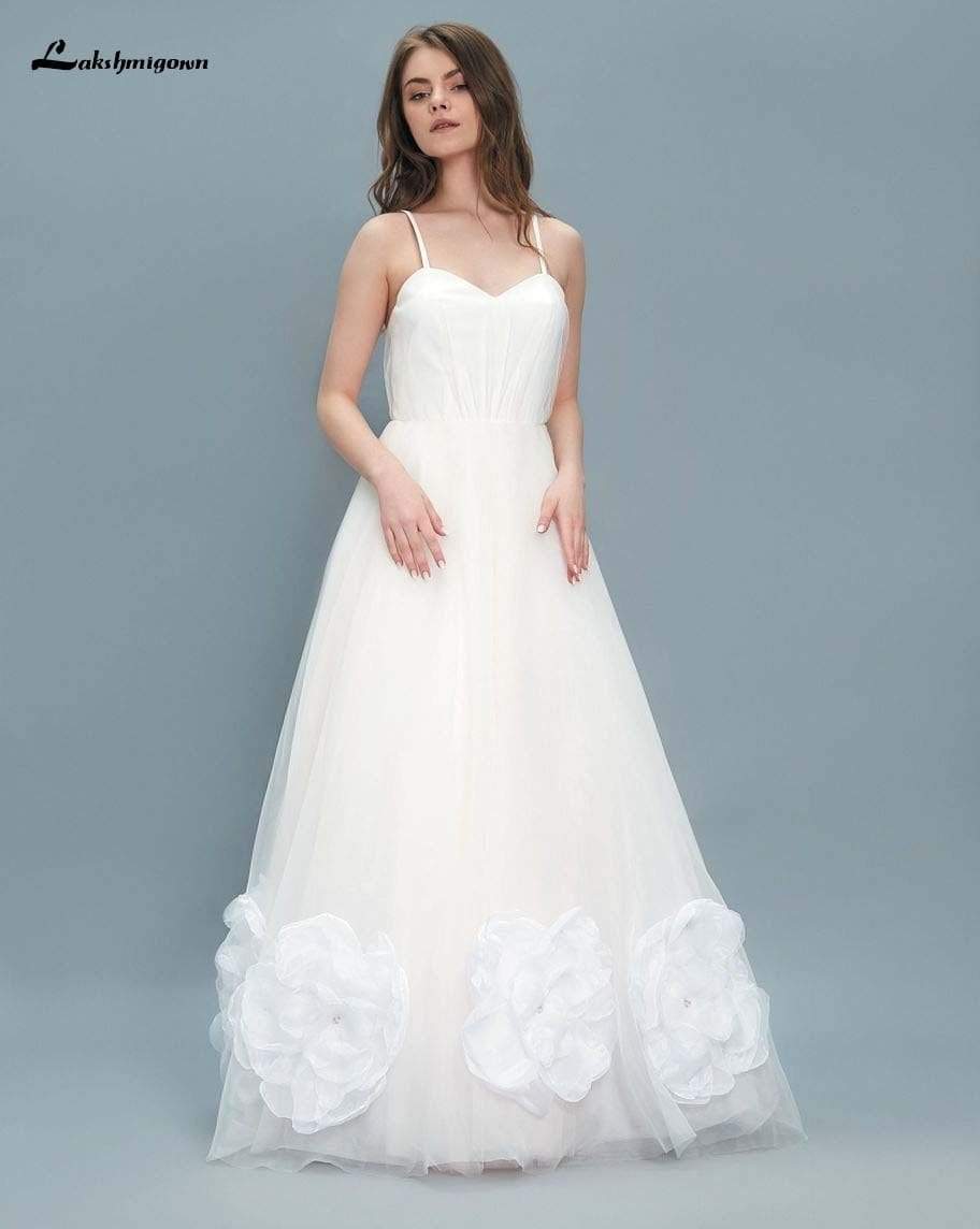 NumberSea - NumberSea A line Flower Wedding Dresses Off Shoulder