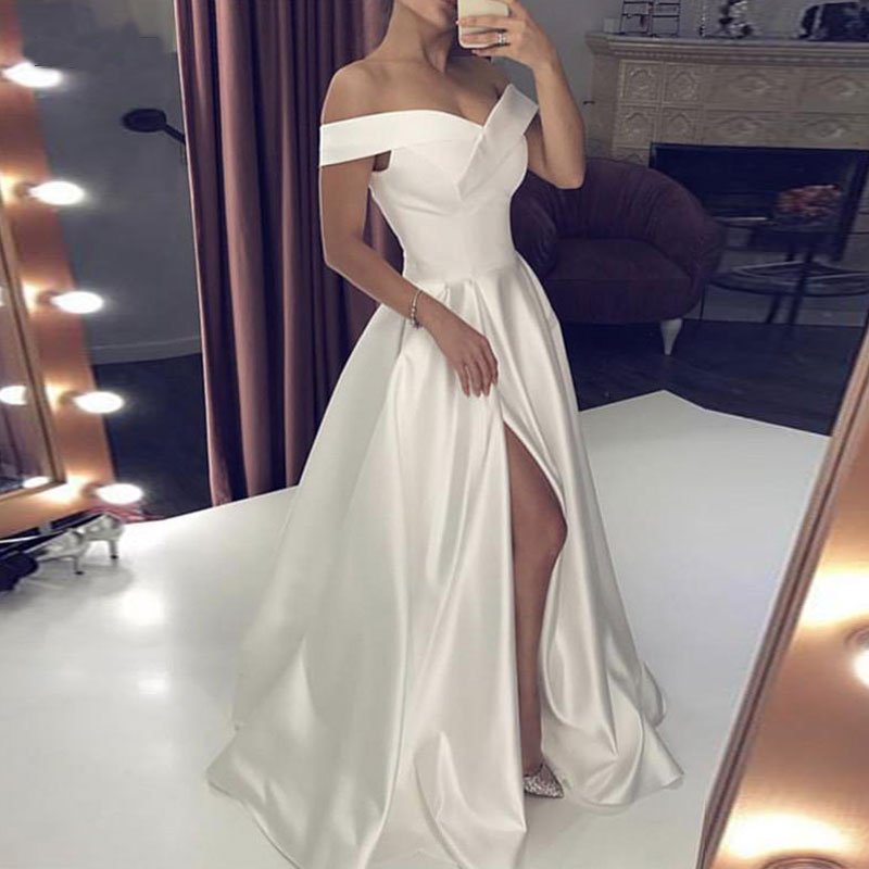 NumberSea - NumberSea Autumn vestidos novias boda Wedding Dresses Satin Bridal Gowns sheer robe hochzeitskleid bestidos para bodas sexy ivory