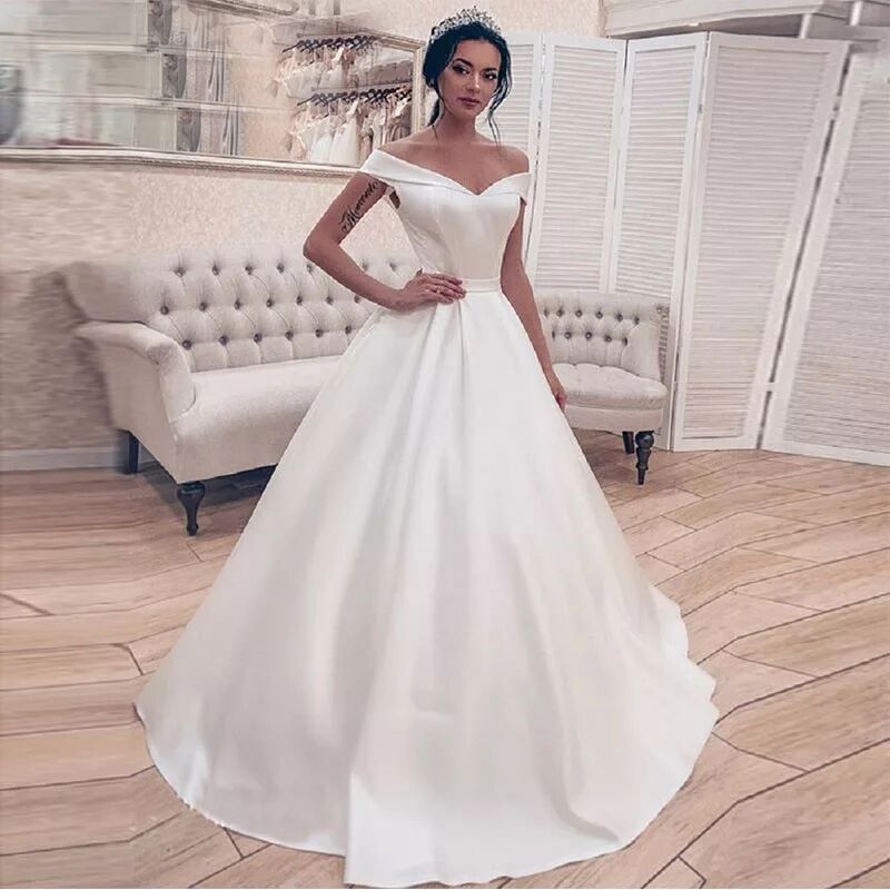 NumberSea - NumberSea Autumn vestidos novias boda Wedding Dresses Satin Bridal Gowns sheer robe hochzeitskleid bestidos para bodas sexy ivory