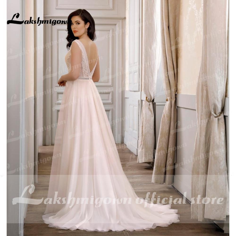 NumberSea - NumberSea Backless Boho A Line Blush Pink Wedding Dress