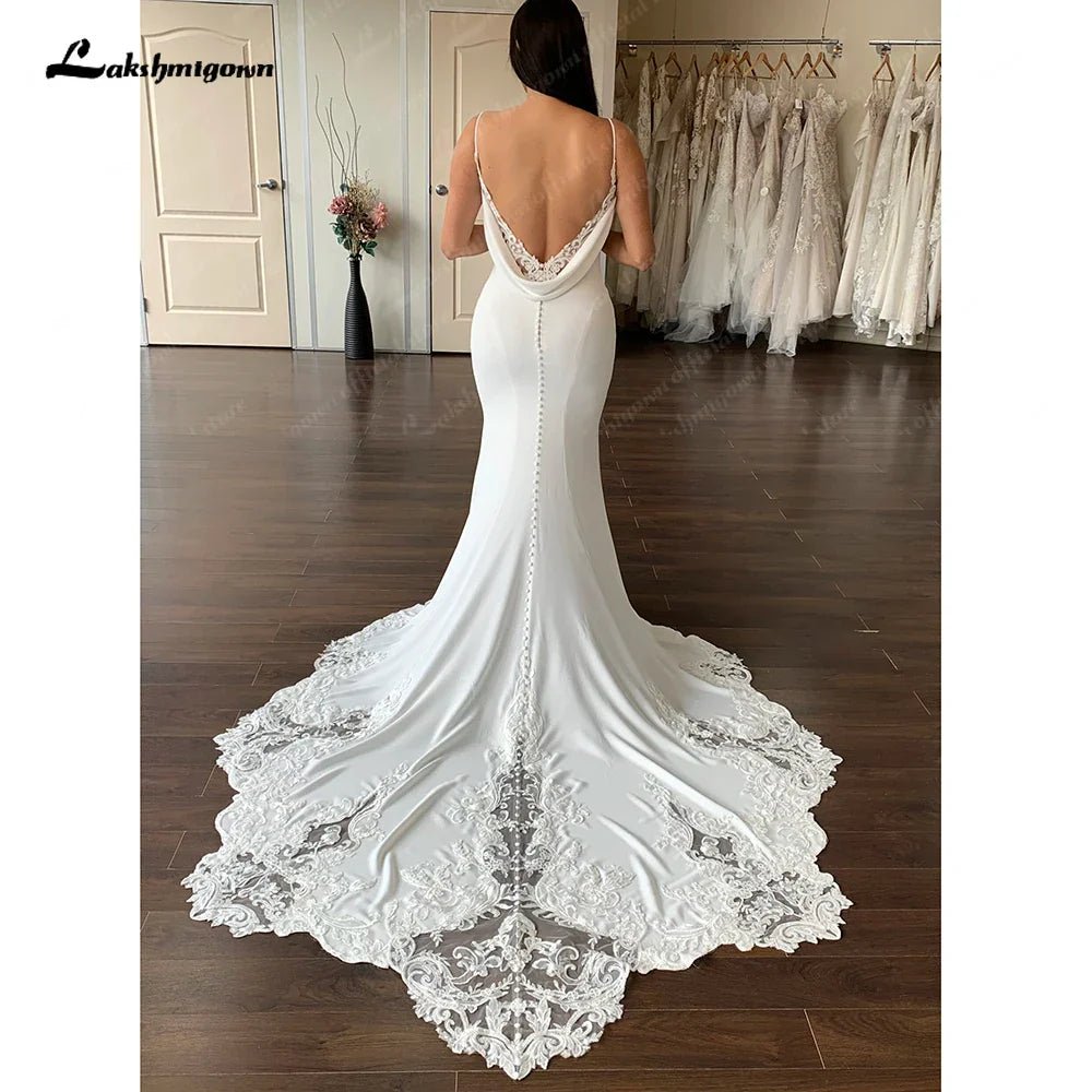 NumberSea - NumberSea Backless Mermaid Wedding Dresses 2025 Illusion Bodice Bohemian Chapel Train Lace Bridal Gowns vestido de boda