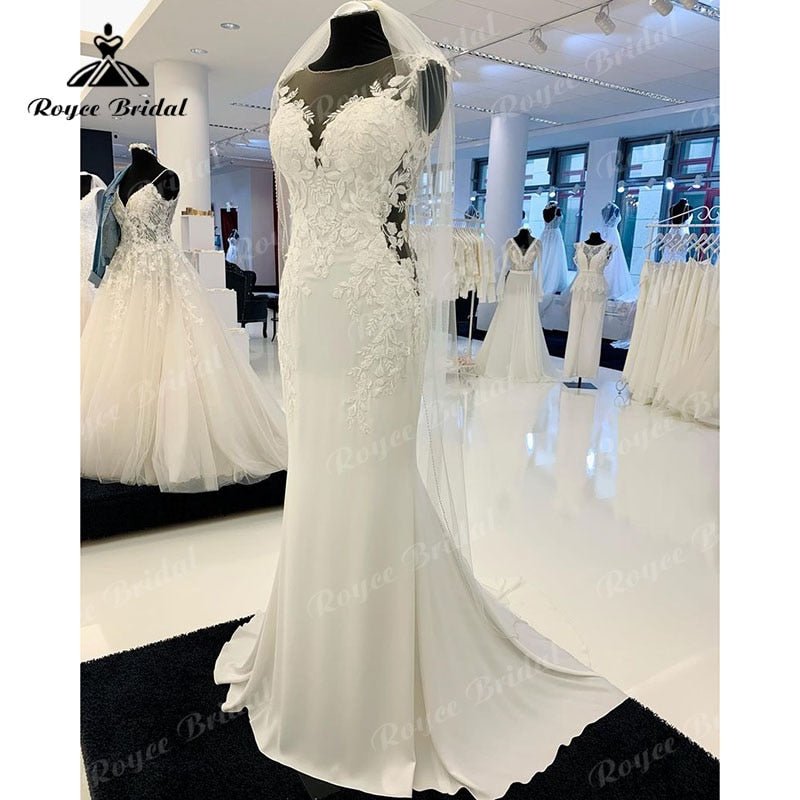 NumberSea - NumberSea Backless Mermaid/Trumpet Boho Wedding Dress 2025 Robe Satin Elegant Bridal Boho Long Receiption Party Gowns New Mariage Cut - out