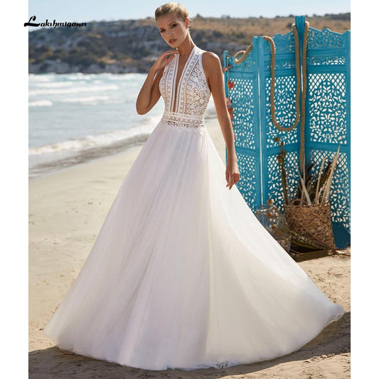 NumberSea - NumberSea Backless Summer Lace Off the Shoulder Wedding Dresses