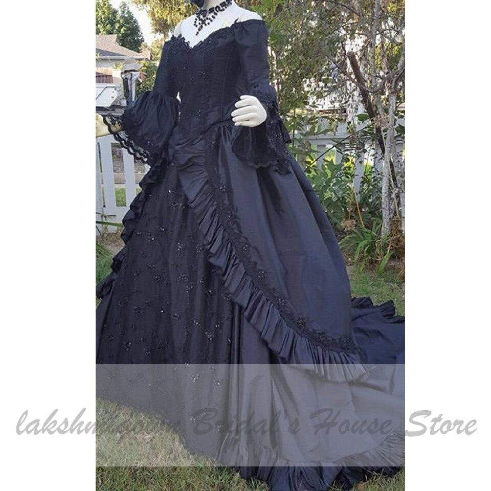 NumberSea - NumberSea Ball Gown Black Wedding Dress Satin Halloween Christmas Dress