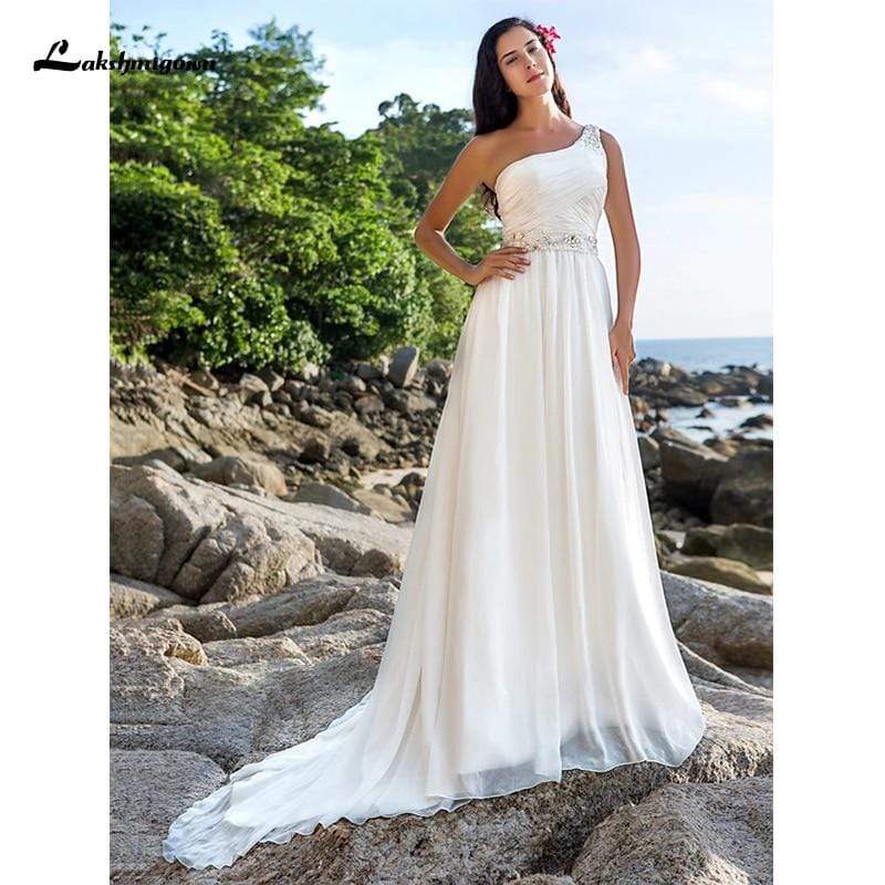 NumberSea - NumberSea Beach One Shoulder A - Line Wedding Dresses