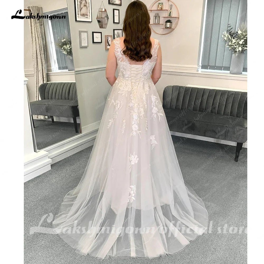 NumberSea - NumberSea Beach Wedding Dresses 2025 A - Line Sleeveless Lace With Appliques 2025 Spring & Summer Bridal Gown