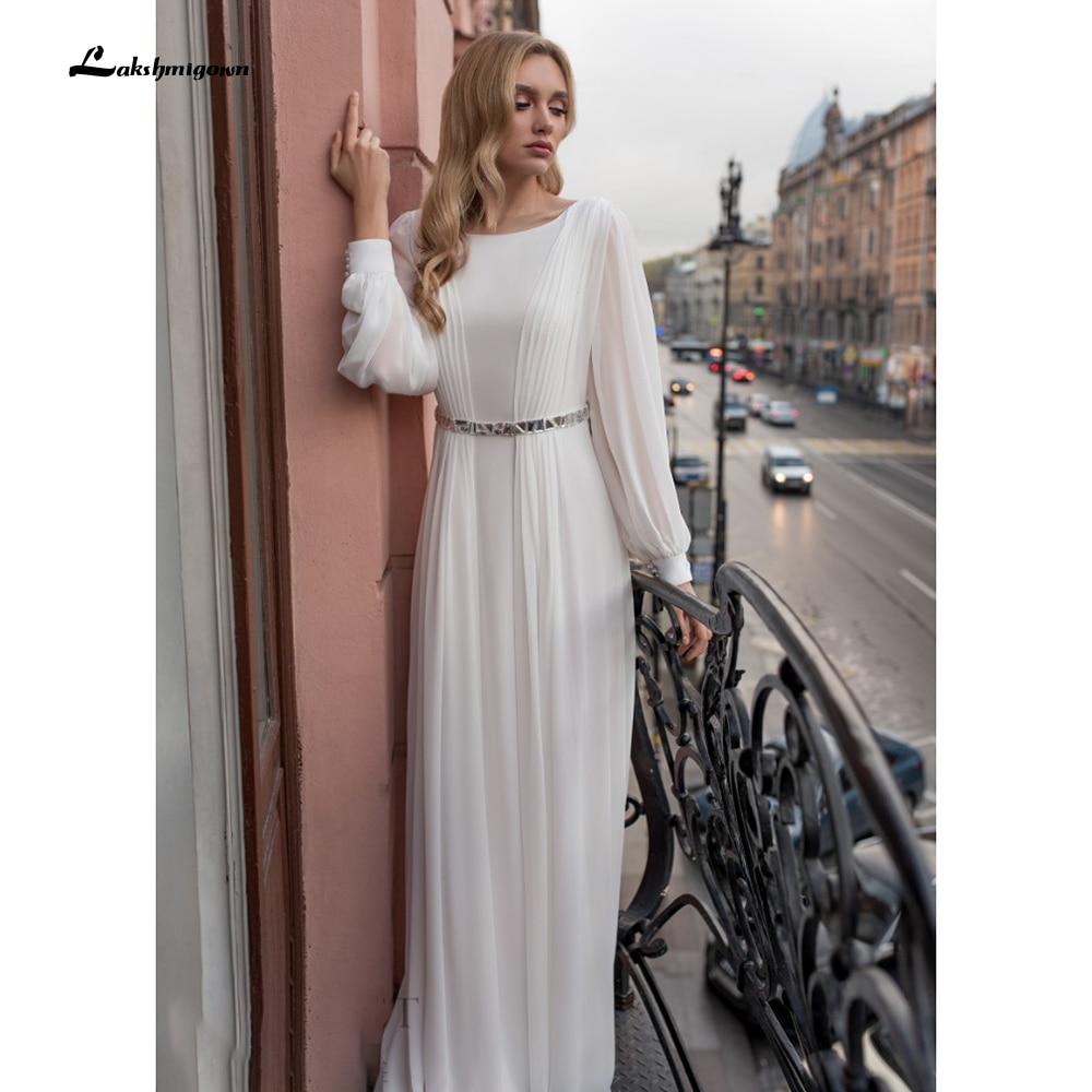 NumberSea - NumberSea Beach Wedding Dresses Full Sleeve Boho Bridal Gowns Chiffon