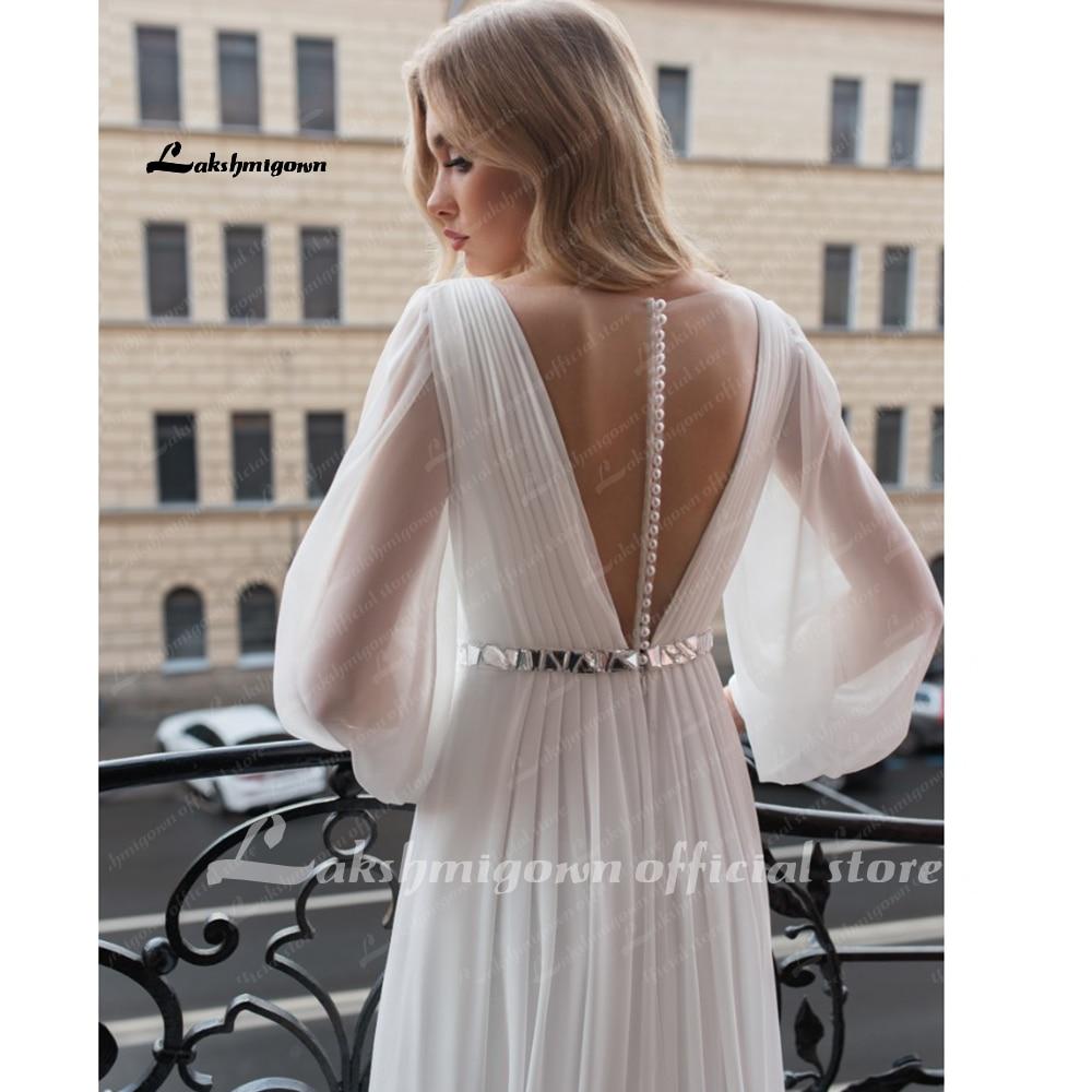 NumberSea - NumberSea Beach Wedding Dresses Full Sleeve Boho Bridal Gowns Chiffon