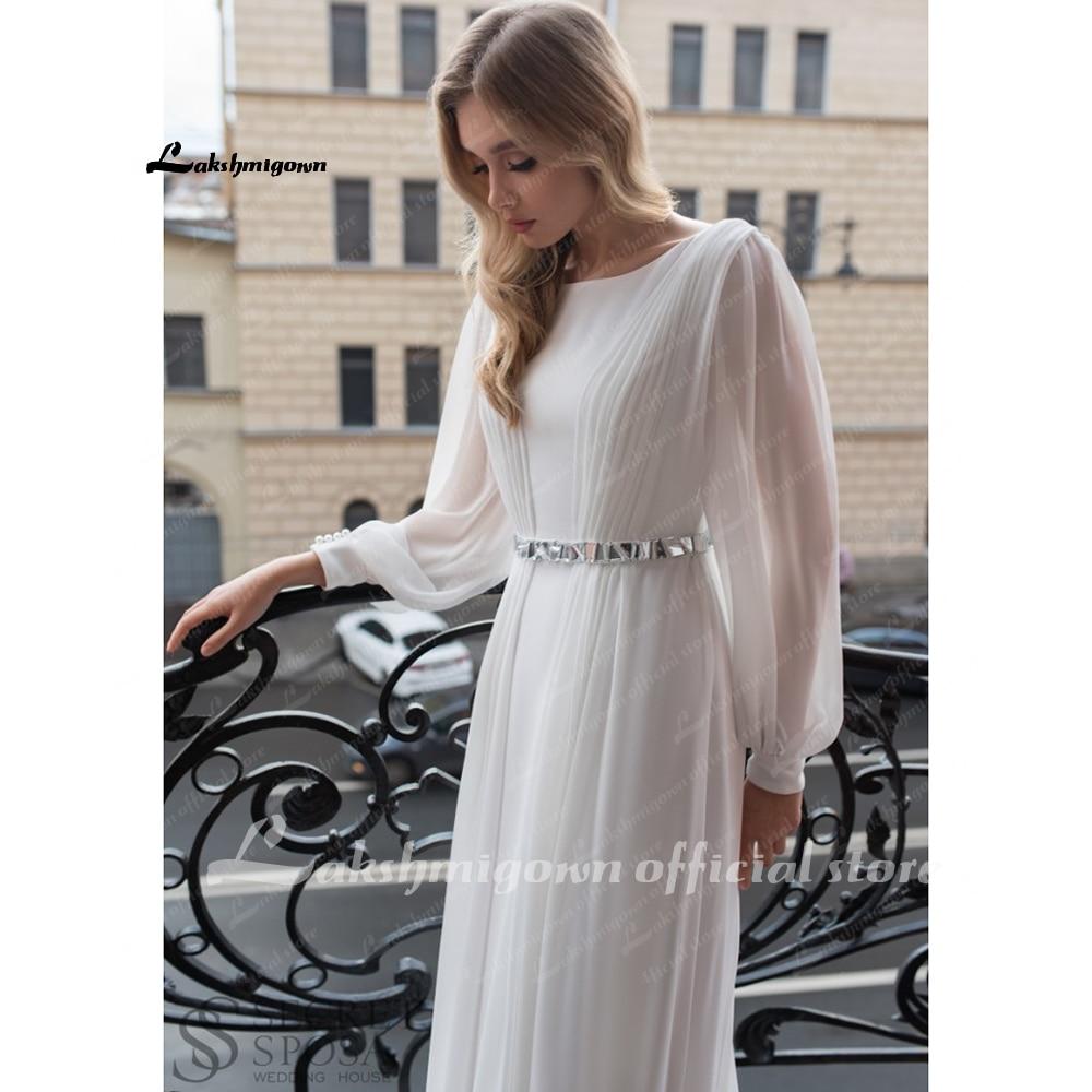 NumberSea - NumberSea Beach Wedding Dresses Full Sleeve Boho Bridal Gowns Chiffon