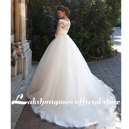 NumberSea - NumberSea Beach Wedding Dresses Lace Appliqued V Neck A Line