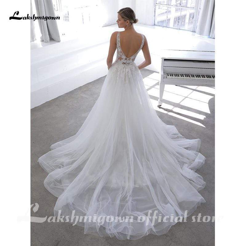 NumberSea - NumberSea Beach Wedding Dresses Soft Tulle Lace