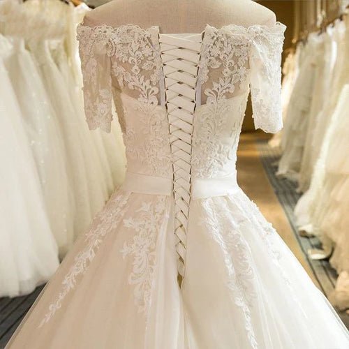 NumberSea - NumberSea Beautiful Wedding Dresses Off - the - shoulder Ball Gown Lace Ivory Bridal Gown,MW453