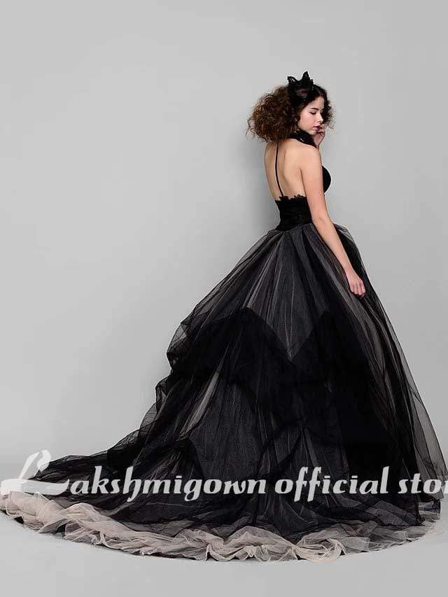 NumberSea - NumberSea Black Ball Gown Party Wedding Dress V Neck Sleeveless