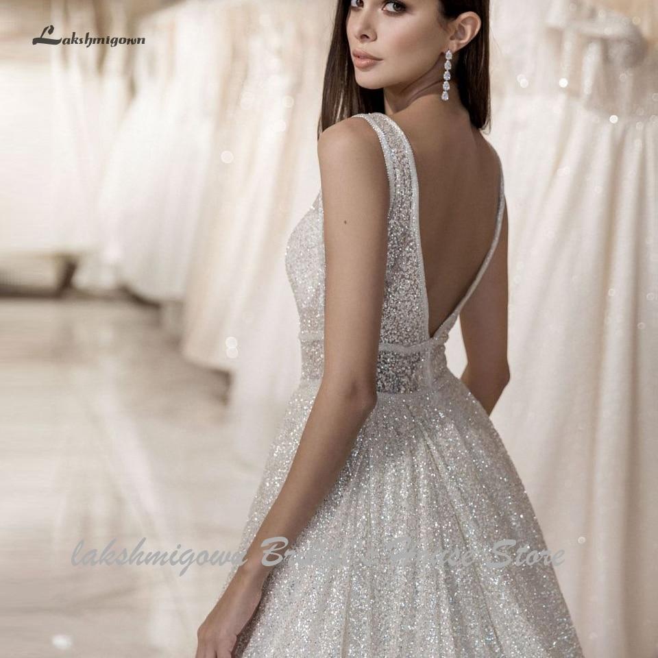 NumberSea - NumberSea Bling Bling Open Back A Line Wedding Dress