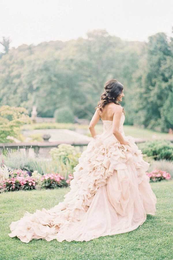 NumberSea - NumberSea Blush Ball Gown Organza Ruffles Strapless Wedding Dresses, Bridal Gown, MW769