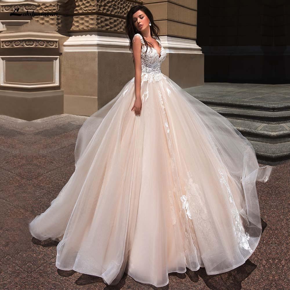 NumberSea - NumberSea Blush Pink Princess Wedding Dress Elegant Applique