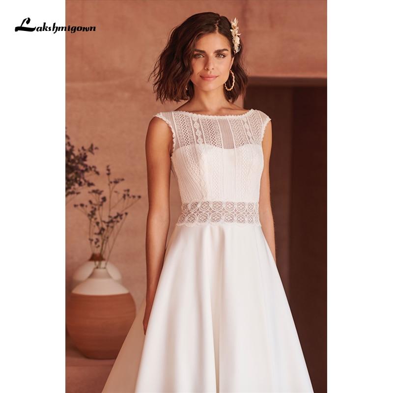 NumberSea - NumberSea Bohe Beach A - Line Wedding Dresses Lace High Neck Chiffon