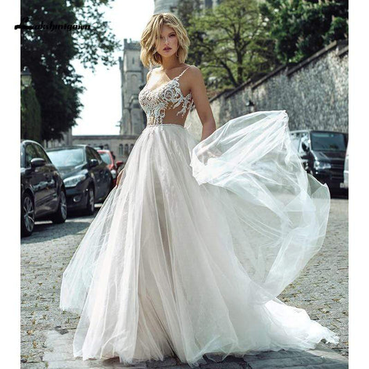 NumberSea - NumberSea Bohemia Beading Wedding Dresses Lace Beach