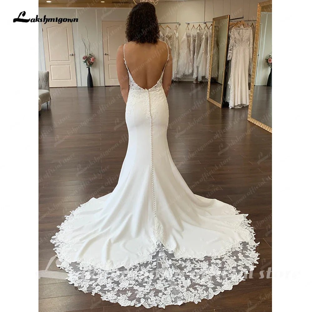 NumberSea - NumberSea Boho Mermaid Beach Wedding Dress 2025 Special Occasion Backless Crepe Long Bridal Gowns New Mariage