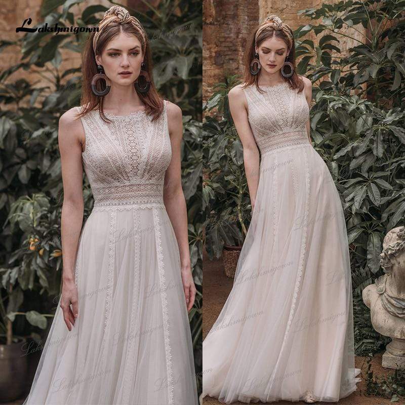 NumberSea - NumberSea Boho Wedding Dresses Open Back Beach Lace