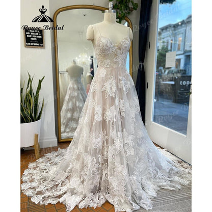 NumberSea - NumberSea Brautkleid Blush Pink Princess Lace Floral Wedding Dress for Women Spaghetti Straps 2025 Abito Da Sposa Bridal Gown Custom Made