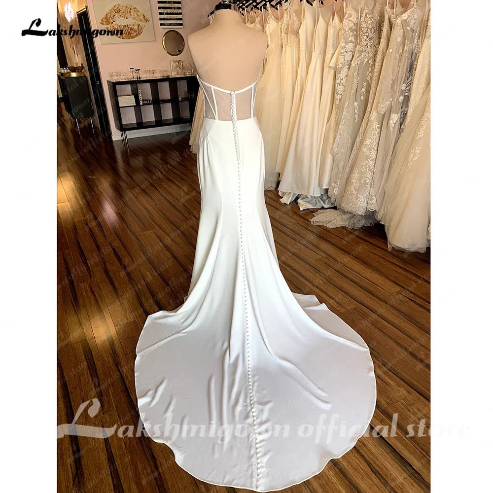 NumberSea - NumberSea Bridal Crepe Mermaid Wedding Dress 2025 Trouwjurken Vintage Sweetheart Boho Wedding Gowns Vestidos de Nova