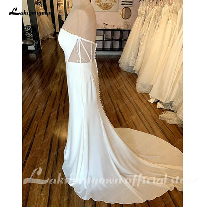 NumberSea - NumberSea Bridal Crepe Mermaid Wedding Dress 2025 Trouwjurken Vintage Sweetheart Boho Wedding Gowns Vestidos de Nova