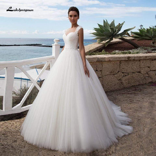 NumberSea - NumberSea Bridal Gown Wedding Dress Lace Up Back Floor Length